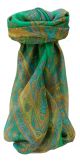 Mulberry Silk Traditional Square Scarf Yana Emerald by Pashmina & Silk