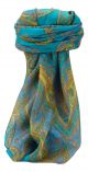 Mulberry Silk Traditional Square Scarf Yana Aqua by Pashmina & Sil