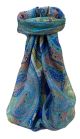 Mulberry Silk Traditional Square Scarf Vayvia Blue by Pashmina & Silk