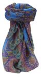 Mulberry Silk Traditional Square Scarf Obi Blue by Pashmina & Silk