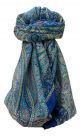 Mulberry Silk Traditional Square Scarf Quiara Blue by Pashmina & Silk