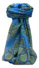 Mulberry Silk Traditional Square Scarf Xita Blue by Pashmina & Silk