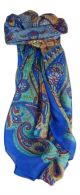 Mulberry Silk Traditional Square Scarf Zyan Blue by Pashmina & Silk