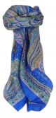Mulberry Silk Traditional Square Scarf Zilli Blue by Pashmina & Silk