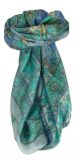 Mulberry Silk Traditional Square Scarf Usman Light Blue by Pashmina & Silk