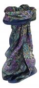 Mulberry Silk Traditional Square Scarf Mani Navy by Pashmina & Silk