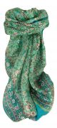 Mulberry Silk Traditional Square Scarf Eyer Aquamarine by Pashmina & Silk