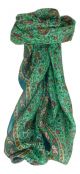 Mulberry Silk Traditional Square Scarf Bashia Teal by Pashmina & Silk