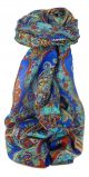 Classic Paisley Long Scarf Mulberry Silk Dara French Blue by Pashmina & Silk