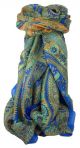 Classic Paisley Long Scarf Mulberry Silk Charan French Blue by Pashmina & Silk
