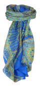 Classic Paisley Square Scarf Mulberry Silk Narine French Blue by Pashmina & Silk