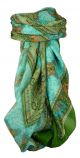Classic Paisley Square Scarf Mulberry Silk Dyal Mint by Pashmina & Silk
