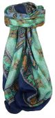 Classic Paisley Square Scarf Mulberry Silk Dyal French Navy by Pashmina & Silk