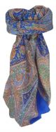 Mulberry Silk Traditional Square Scarf Kambi Blue by Pashmina & Silk