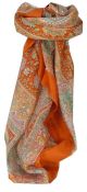 Mulberry Silk Traditional Square Scarf Kambi Terracotta by Pashmina & Silk