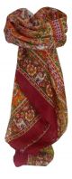 Mulberry Silk Traditional Square Scarf Sarnath Red by Pashmina & Silk