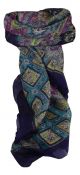 Mulberry Silk Traditional Square Scarf Nagal Navy by Pashmina & Silk