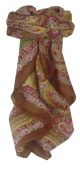 Mulberry Silk Traditional Square Scarf Madras Brown by Pashmina & Silk