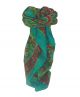 Mulberry Silk Traditional Square Scarf Mahe Teal by Pashmina & Silk