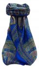 Mulberry Silk Traditional Square Scarf Ankita Blue by Pashmina & Silk