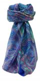 Mulberry Silk Traditional Square Scarf Devan Blue by Pashmina & Silk