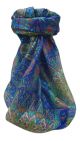 Mulberry Silk Traditional Square Scarf Devika Blue by Pashmina & Silk