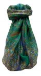 Mulberry Silk Traditional Square Scarf Devika Emerald by Pashmina & Silk