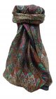 Mulberry Silk Traditional Square Scarf Devika Grey by Pashmina & Silk