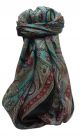 Mulberry Silk Traditional Square Scarf Gul Black by Pashmina & Silk