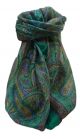 Mulberry Silk Traditional Square Scarf Gul Emerald by Pashmina & Silk