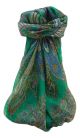 Mulberry Silk Traditional Square Scarf Kajol Emerald by Pashmina & Silk