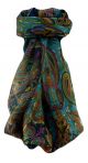 Mulberry Silk Traditional Square Scarf Karun Teal by Pashmina & Silk