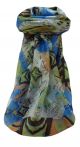 Mulberry Silk Traditional Square Scarf Lakshmi Blue by Pashmina & Silk