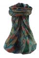 Mulberry Silk Traditional Square Scarf Mishti Teal by Pashmina & Silk