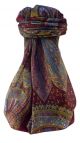Mulberry Silk Traditional Square Scarf Nanda Maroon by Pashmina & Silk