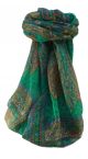 Mulberry Silk Traditional Square Scarf Nanda Emerald by Pashmina & Silk
