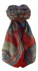 Mulberry Silk Traditional Square Scarf Nanda Scarlet by Pashmina & Silk