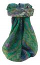 Mulberry Silk Traditional Square Scarf Noor Emerald by Pashmina & Silk