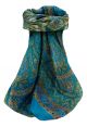 Mulberry Silk Traditional Square Scarf Noor Aqua by Pashmina & Silk