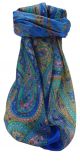 Mulberry Silk Traditional Square Scarf Takia Blue by Pashmina & Silk