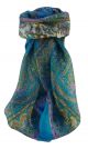 Mulberry Silk Traditional Square Scarf Waheed Aqua by Pashmina & Silk