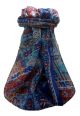 Mulberry Silk Traditional Long Scarf  Ajay  Blue by Pashmina & Silk