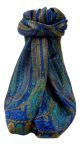 Mulberry Silk Traditional Long Scarf  Ranveer Blue by Pashmina & Silk