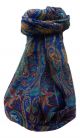 Mulberry Silk Traditional Long Scarf  Yaar Blue by Pashmina & Silk